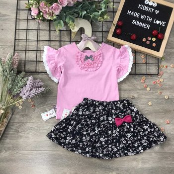 Áo cotton bé gái tay loe- A3015